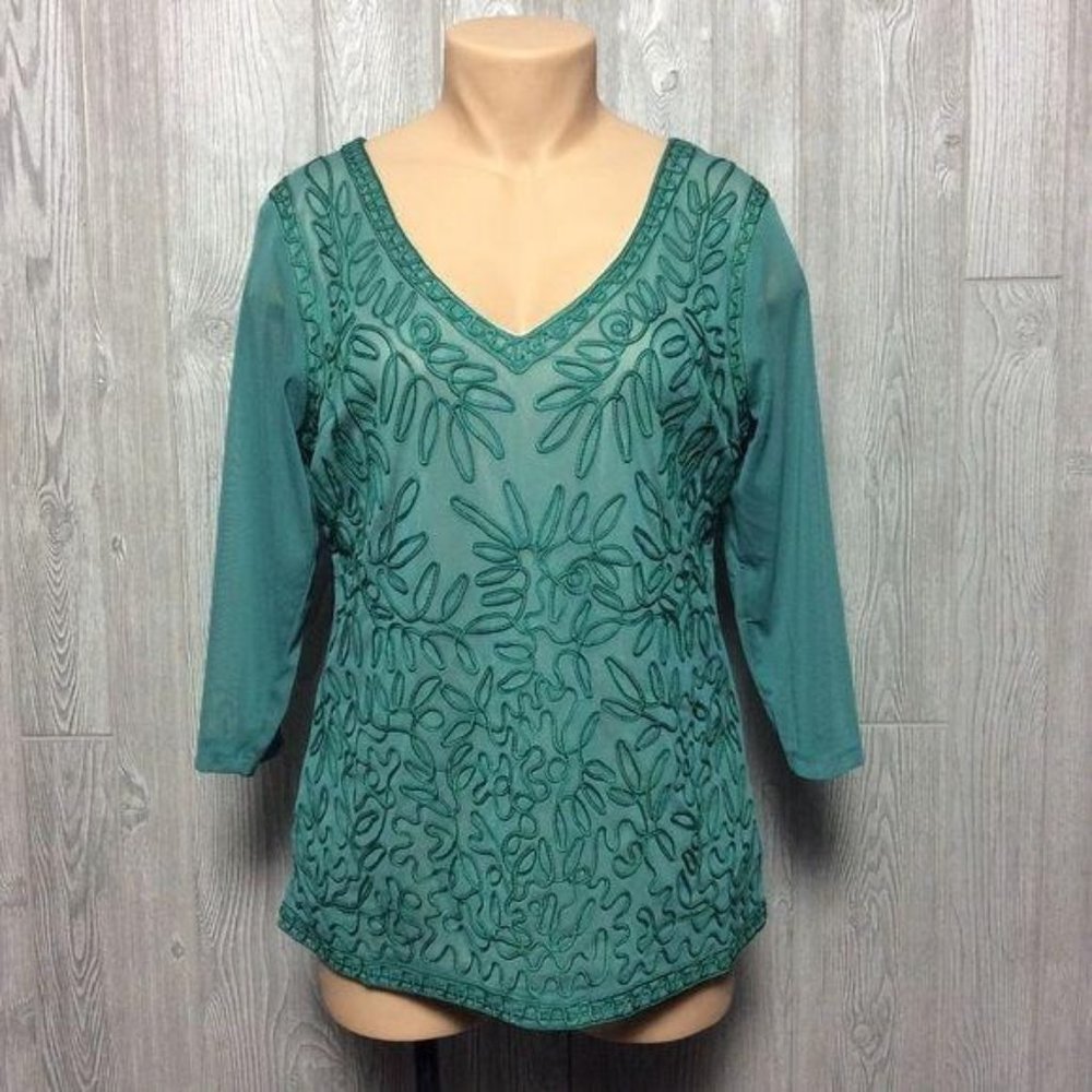 NWT Veleno Emerald Green Design Top PLUS SIZE 1X